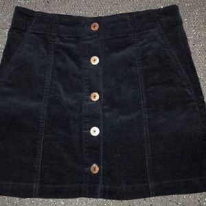 F21 navy blue , corduroy button down skirt